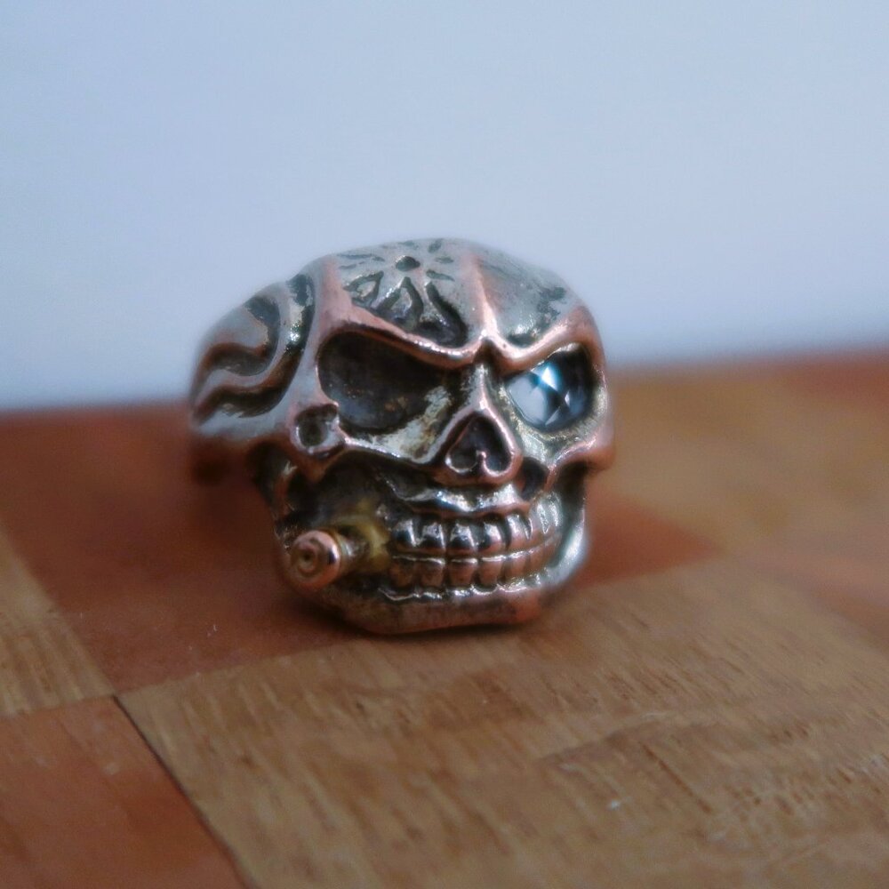 Got a Cigar and Not Sharing Chunky Steel Skull Ring Size 12 Large Biker Band